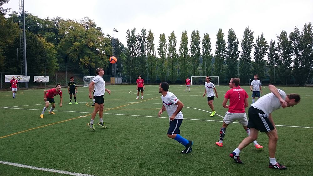 Katusha host their annual team-staff soccer match in Peschiera del Garda, Italy