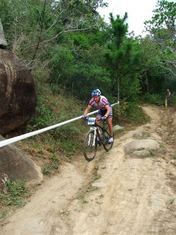 A racer in the men's 50-54 cross country