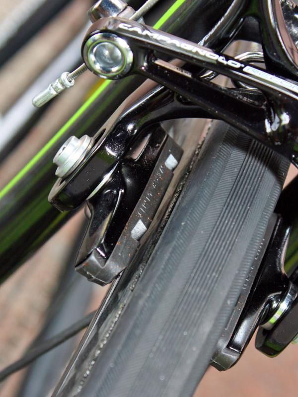 Basso's carbon-specific pads have chamfered rear edges that presumably cut down on chatter.