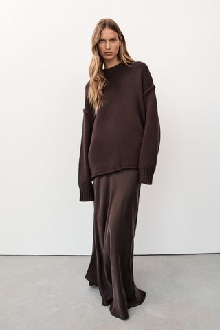 Dissh, Roy Choc Longline Knit Jumper