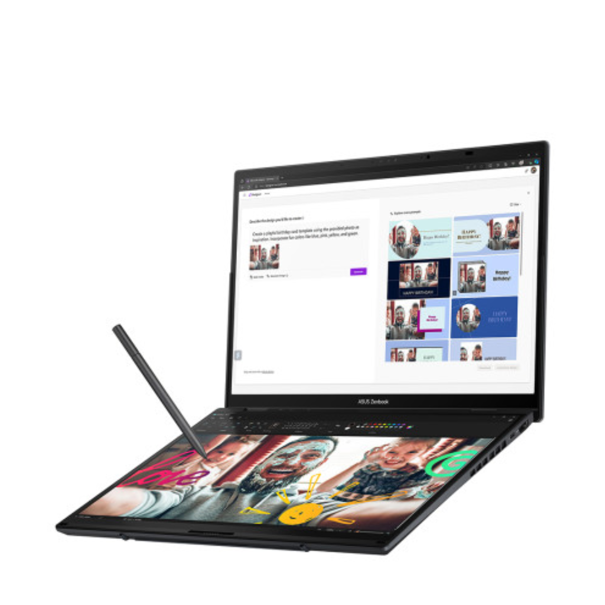 Asus Zenbook Duo on a white background