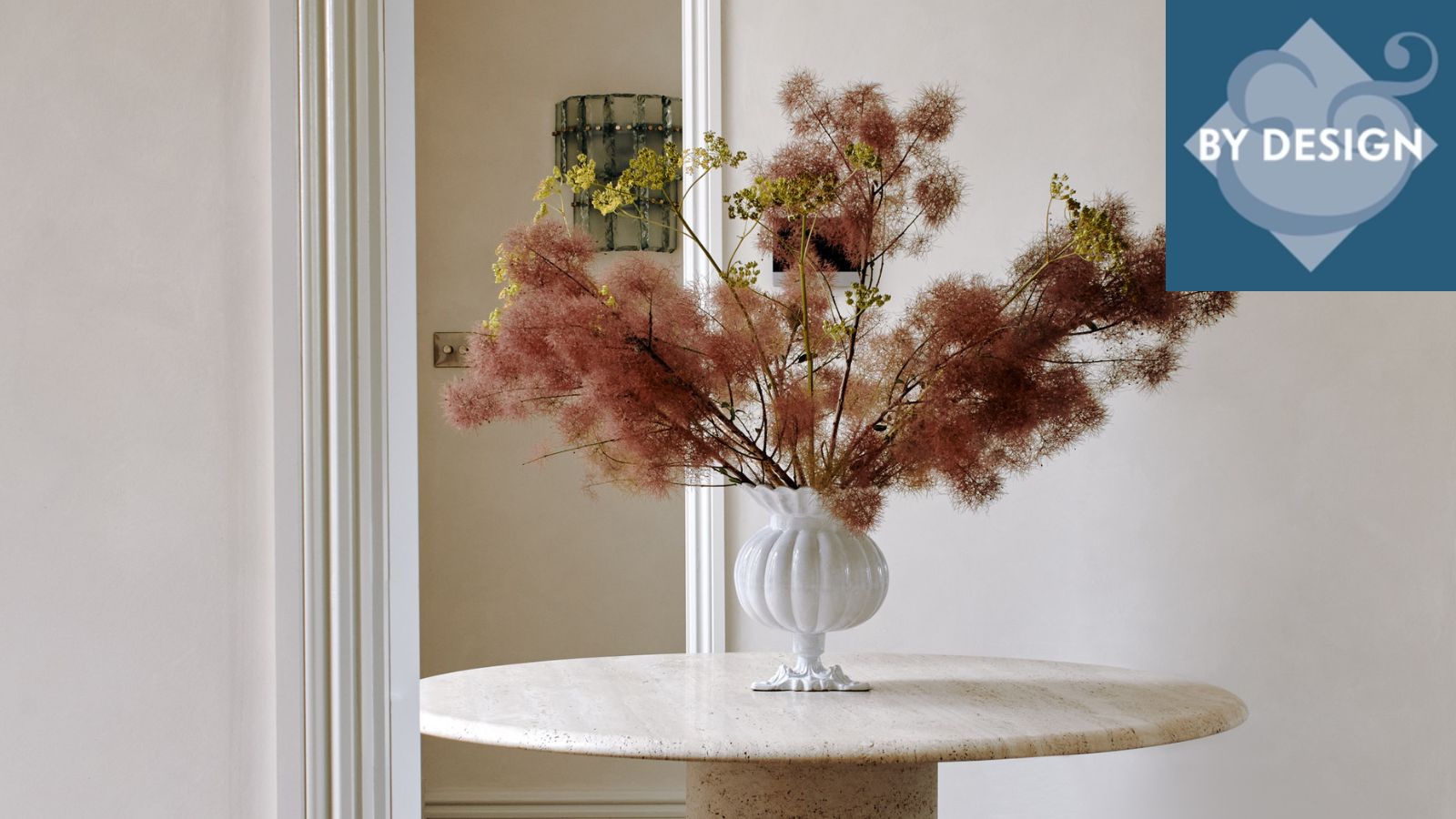 Vase of flowers on a marble table