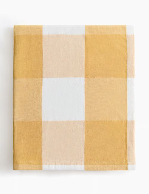 Linen-Blend Tablecloth - Yellow Gingham
