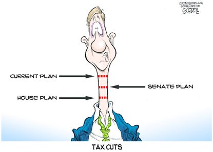 Political cartoon U.S. tax cuts House Senate