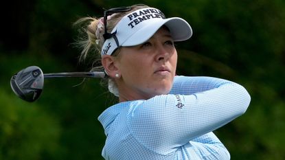 Jessica Korda takes a shot during the 2022 Kroger Queen City Championship