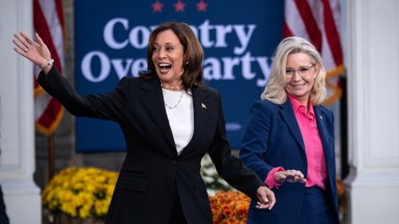 Vice President Kamala Harris and Liz Cheney campaign together in Ripon, Wisconsin