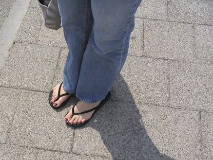 Jeans and flip flops