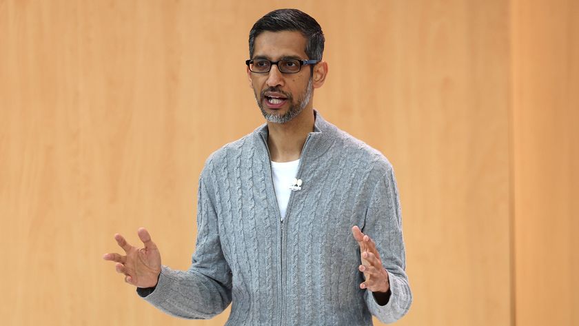 Google CEO Sundar Pichai speaks on stage at the Google I/O developers conference at Shoreline Amphitheatre in Mountain View, California