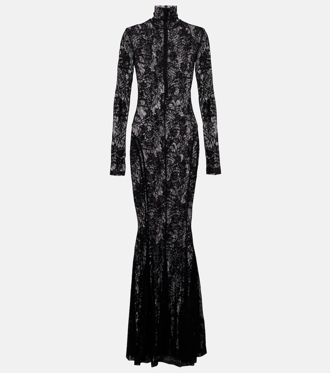 Semi-Sheer Lace Gown