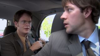 Jim and Dwight in the car in The Office