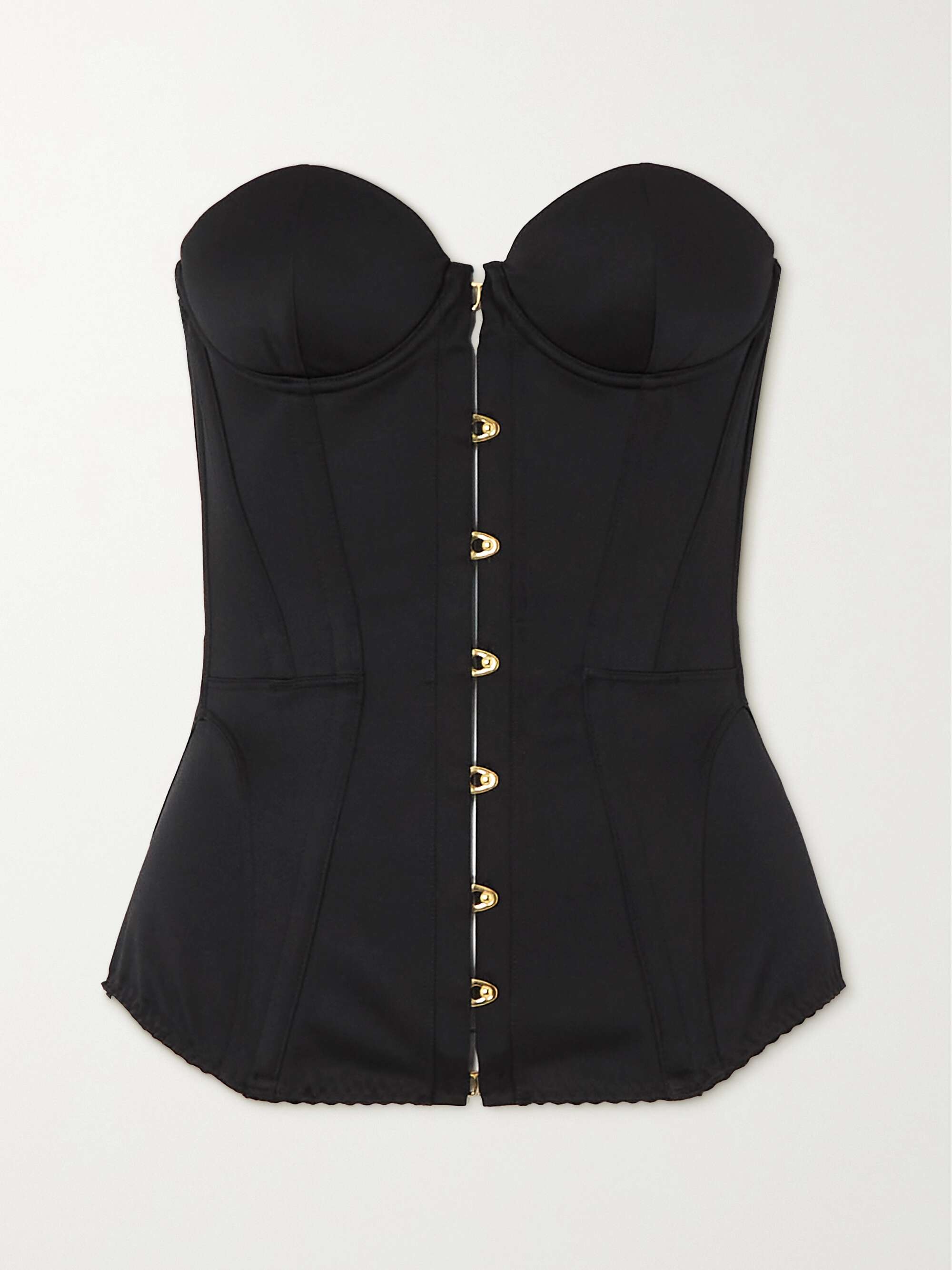 Mercy Strapless Lace-Up Cotton-Satin Bustier Top