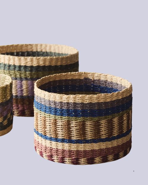 Medium Multicoloured Patterned Circular Basket