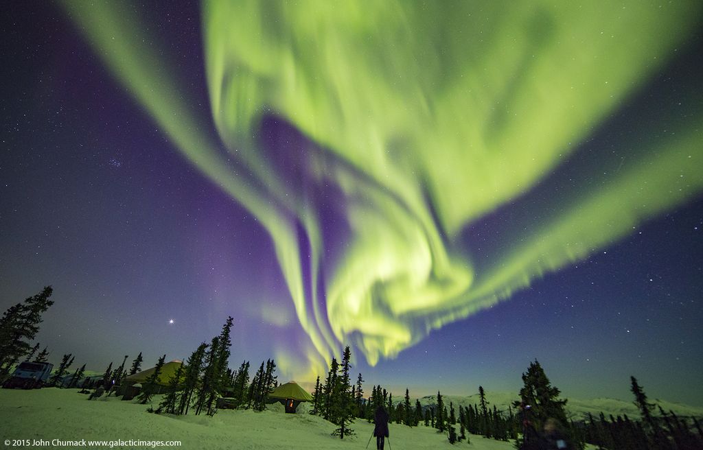 Green and Purple Aurora Colors Alaskan Skies (Photo) Space