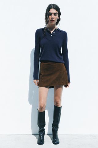 Plain 100% Wool Polo Sweater