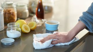 Cleaning a table top