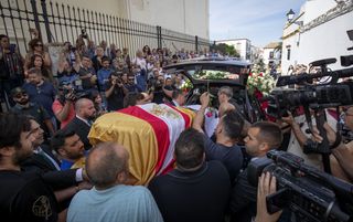 The funeral was held in Reyes' hometown of Utrera.