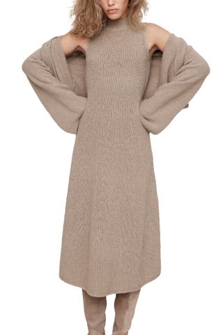 Merino-Blend Mock-Neck Midi Sweater Dress (Was $250) 