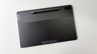 Lenovo Tab P12 Pro review: tablet face down on a white desk