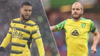 Teemu Pukki of Norwich City and Joshua King of Watford could both feature in the Norwich City vs Watford live stream