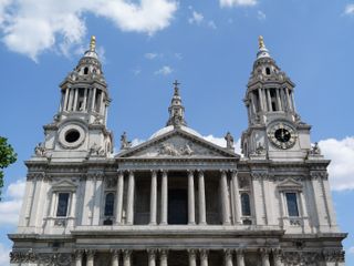 Close up of the front of St Paul's Cathedral