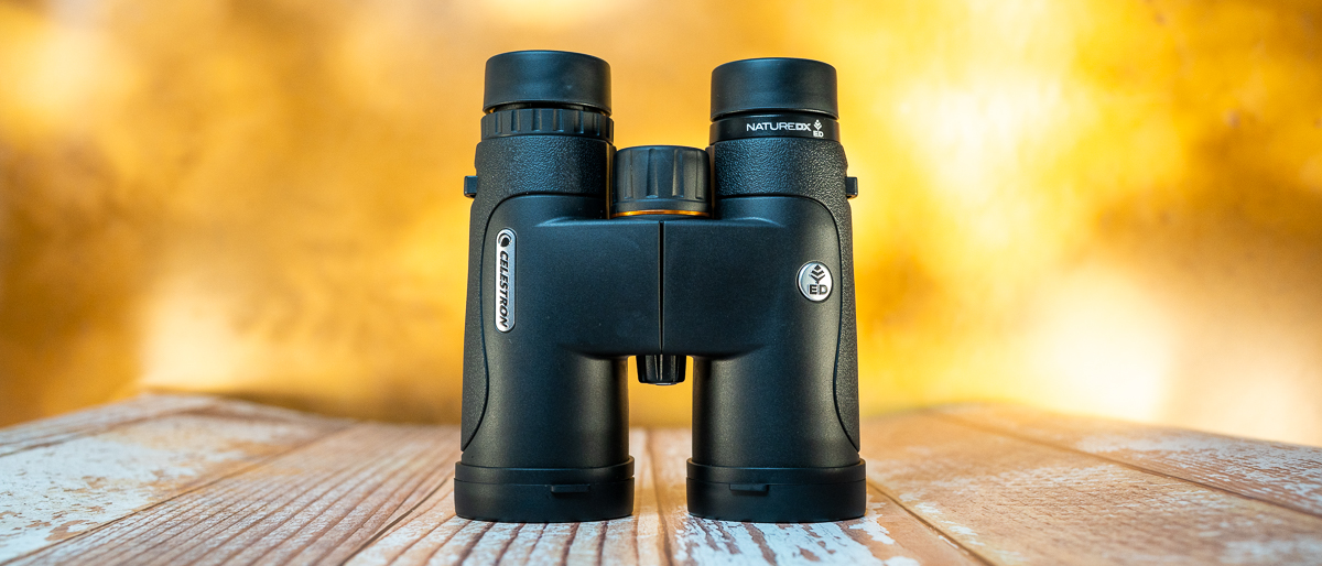 Celestron Nature DX ED 10x42 on a table