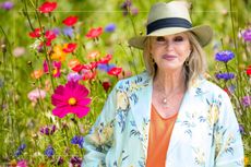 A photo of Joanna Lumley taken at the RHS Chelsea Flower Show 2026 against a backdrop of wildflowers