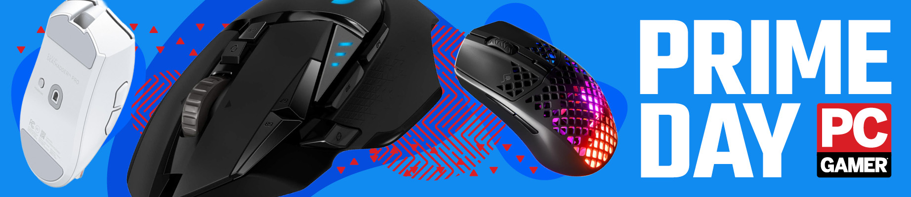 Selection of gaming mice on a blue background