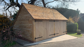 compact two-bay oak frame garage kit