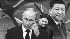 A black and white illustration included images of President Xi Jinping, Vladimir Putin and Kim Jong Un
