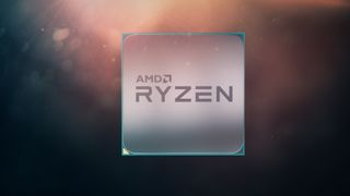 An AMD Ryzen CPU on a sparkly background