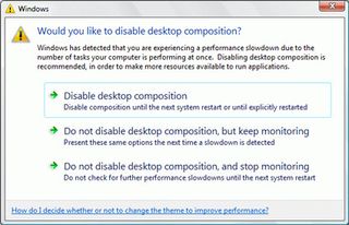 Vista is nice enough to tell you that your machine may not be powerful enough to run some of the more CPU/Graphically-intensive eye-candy. You are given the option to disable those features.