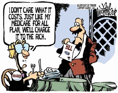 Political Cartoon U.S. Warren Medicare-For-All Plan The Rich