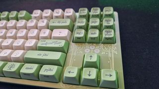Drop + LOTR Elvish Keyboard review showing the board's right hand side and bottom arrows