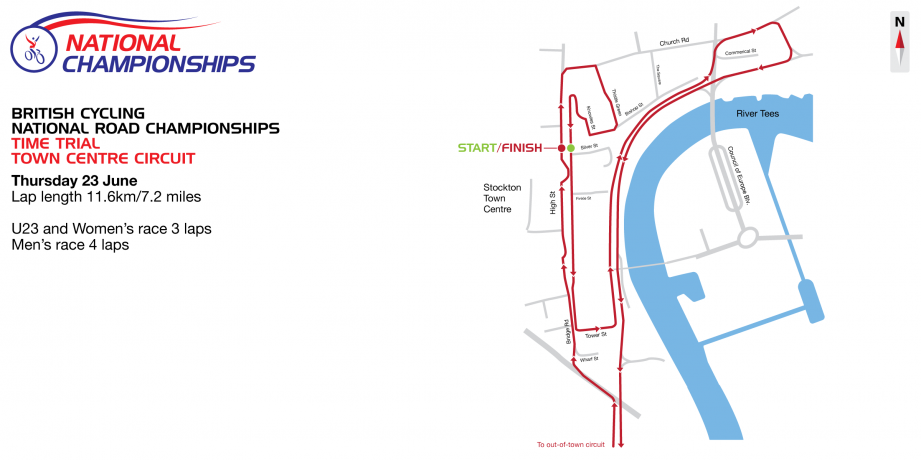 The map of the 2016 British national road race championships finishing circuit