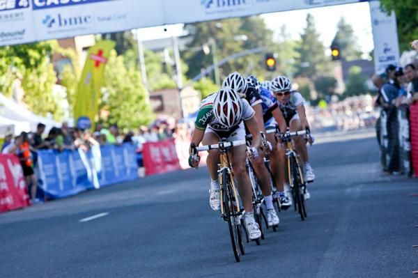 The women's break comes through with one lap to go.