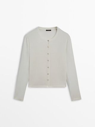 Plain Knit Button-Up Cardigan