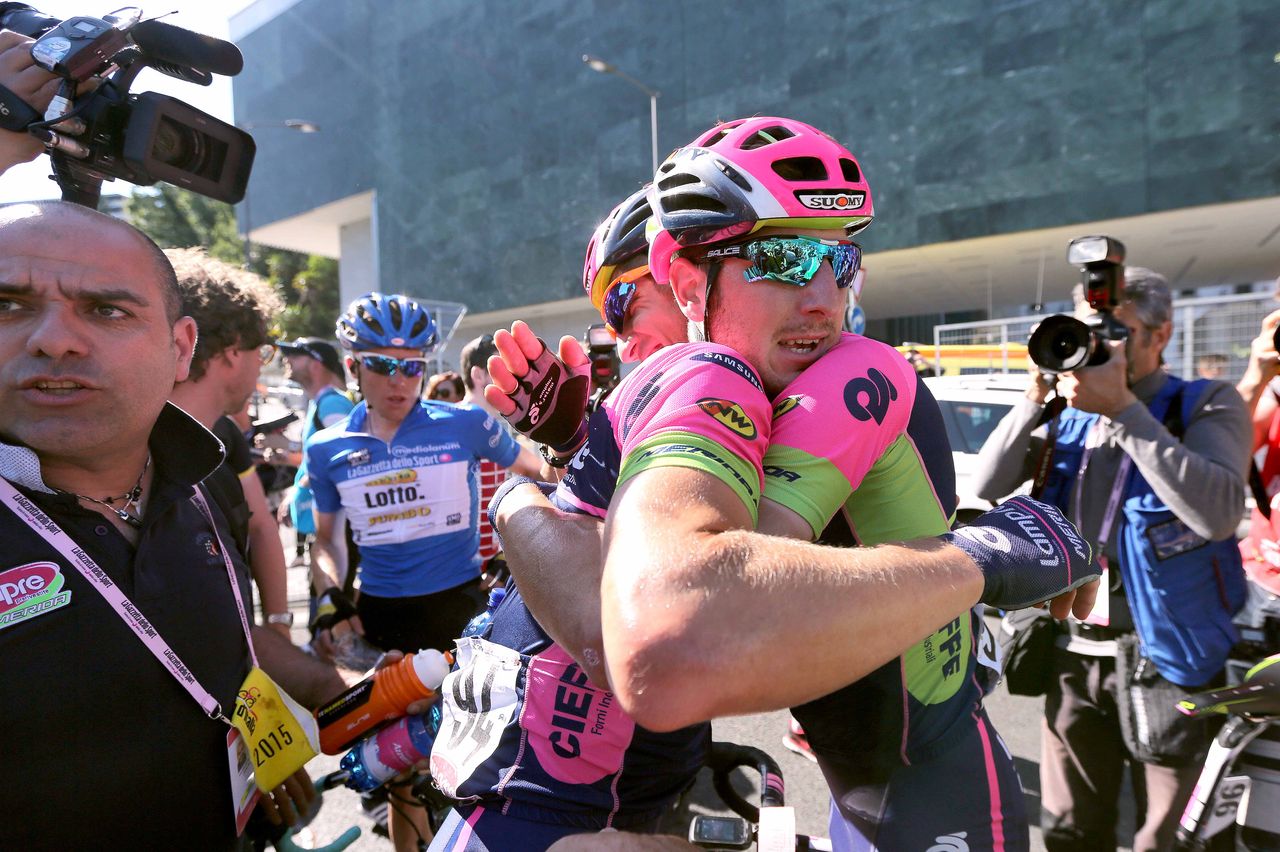 Sacha Modolo, Przemyslaw Niemiec and Lampre-Merida are a happy team having taken four stage wins at the Giro
