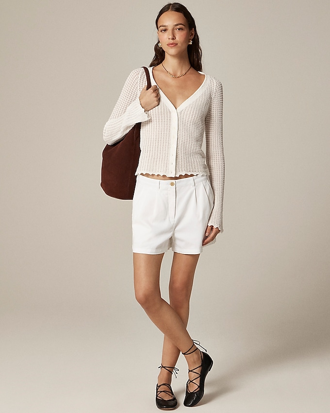 Scallop-Trim Cardigan Top