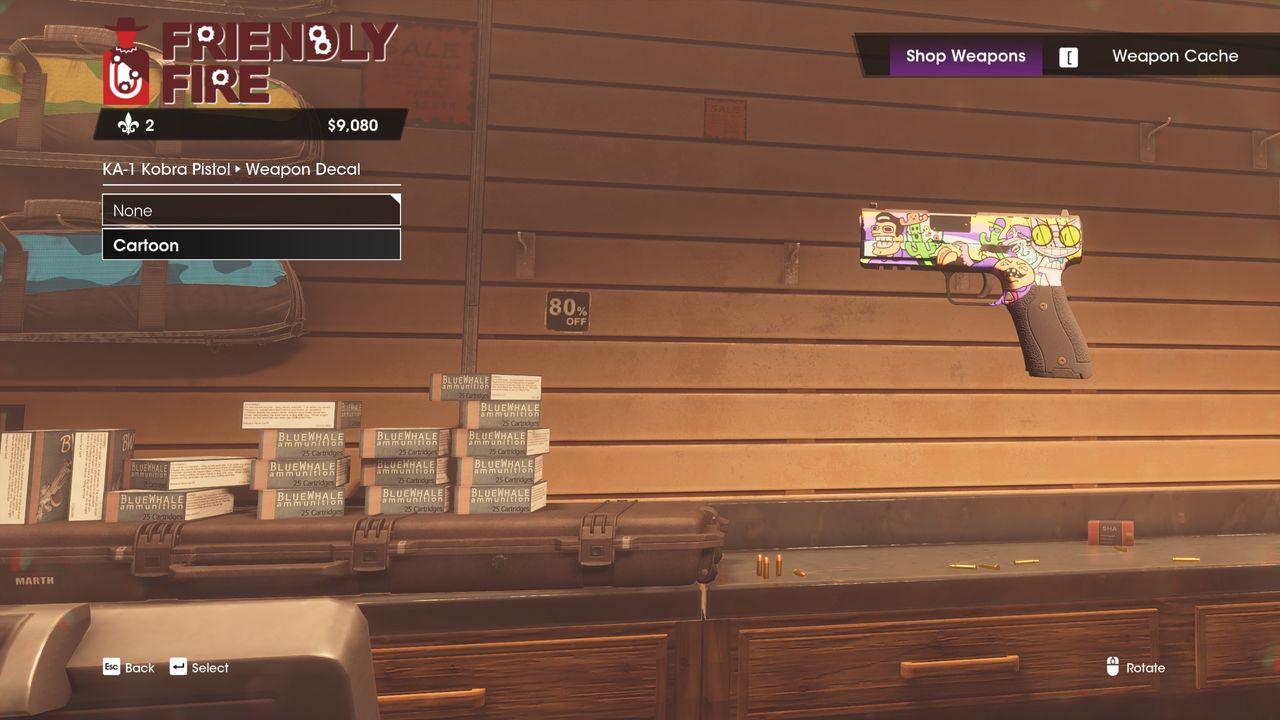 References to the original games show up in weapon decals.