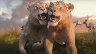 Mufasa and Taka (Scar) run in Mufasa: The Lion King.