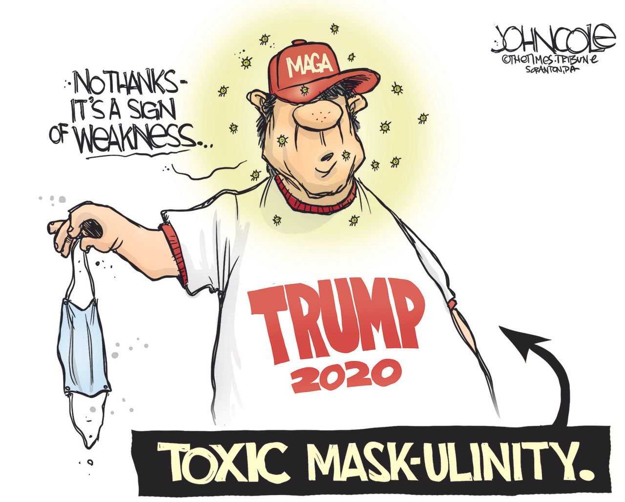 Political Cartoon U.S. Trump 2020 Coronavirus Mask Toxic Masculinity ...