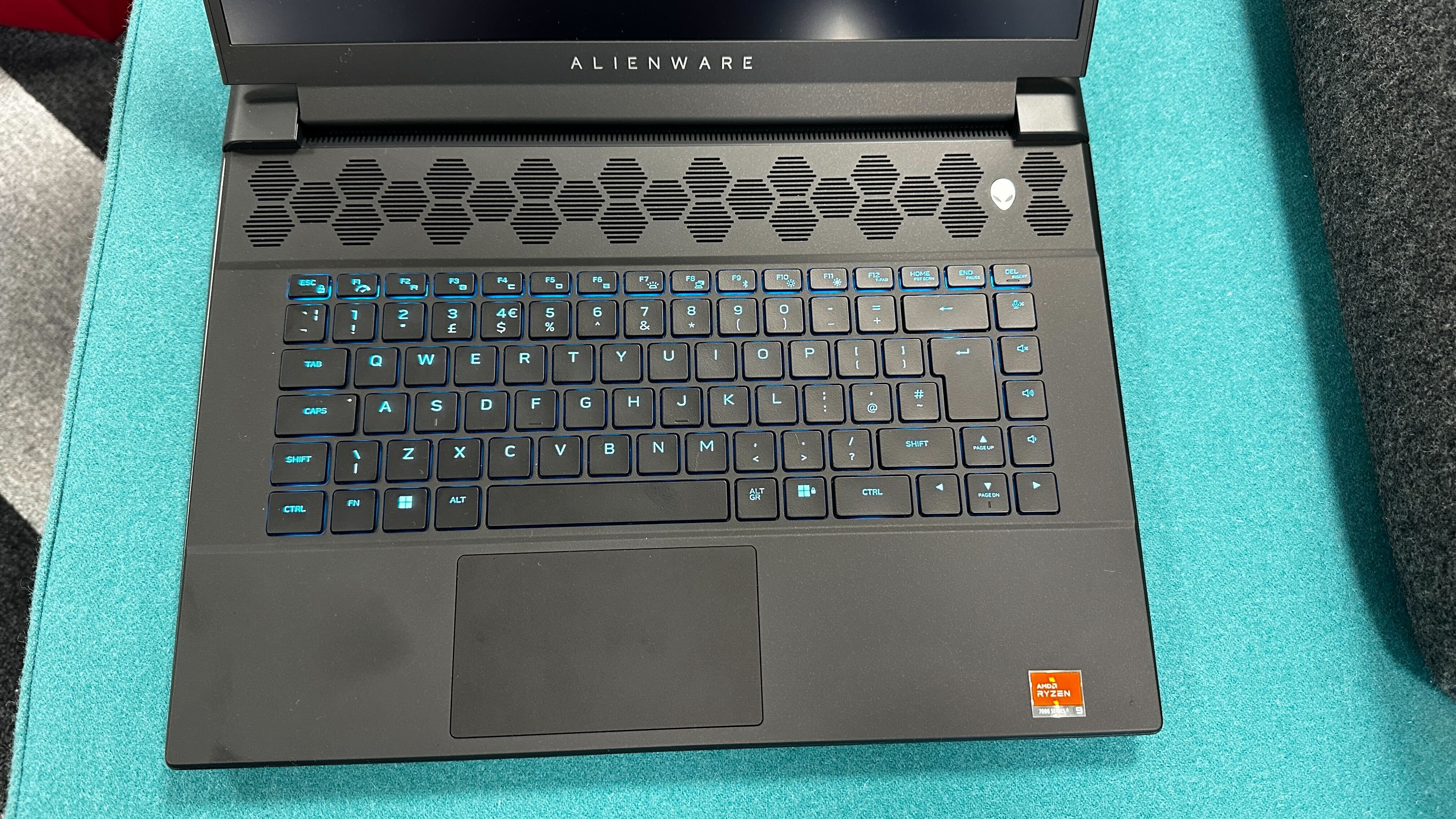 Keyboard close up of Alienware M16