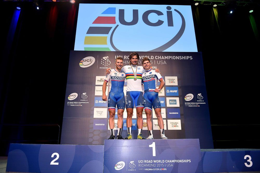 Final podium of the 2015 World Championships