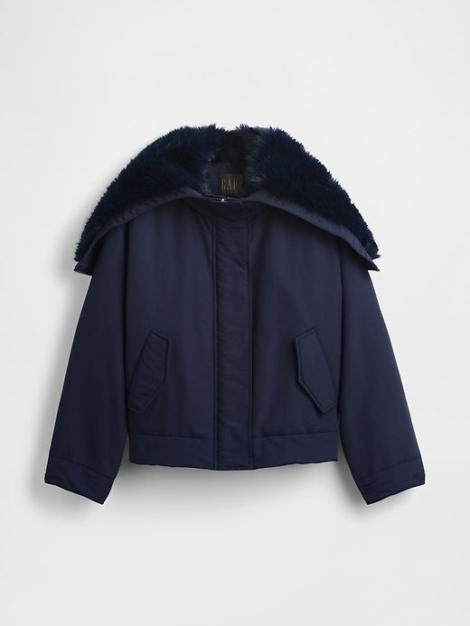 Gapstudio Faux Fur-Lined Crop Bomber Jacket