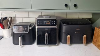 The Ninja, Dreo and Philips air fryers in a lineup