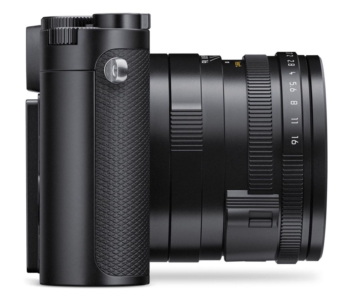 Side of Rumored Leica Q3 camera on white background