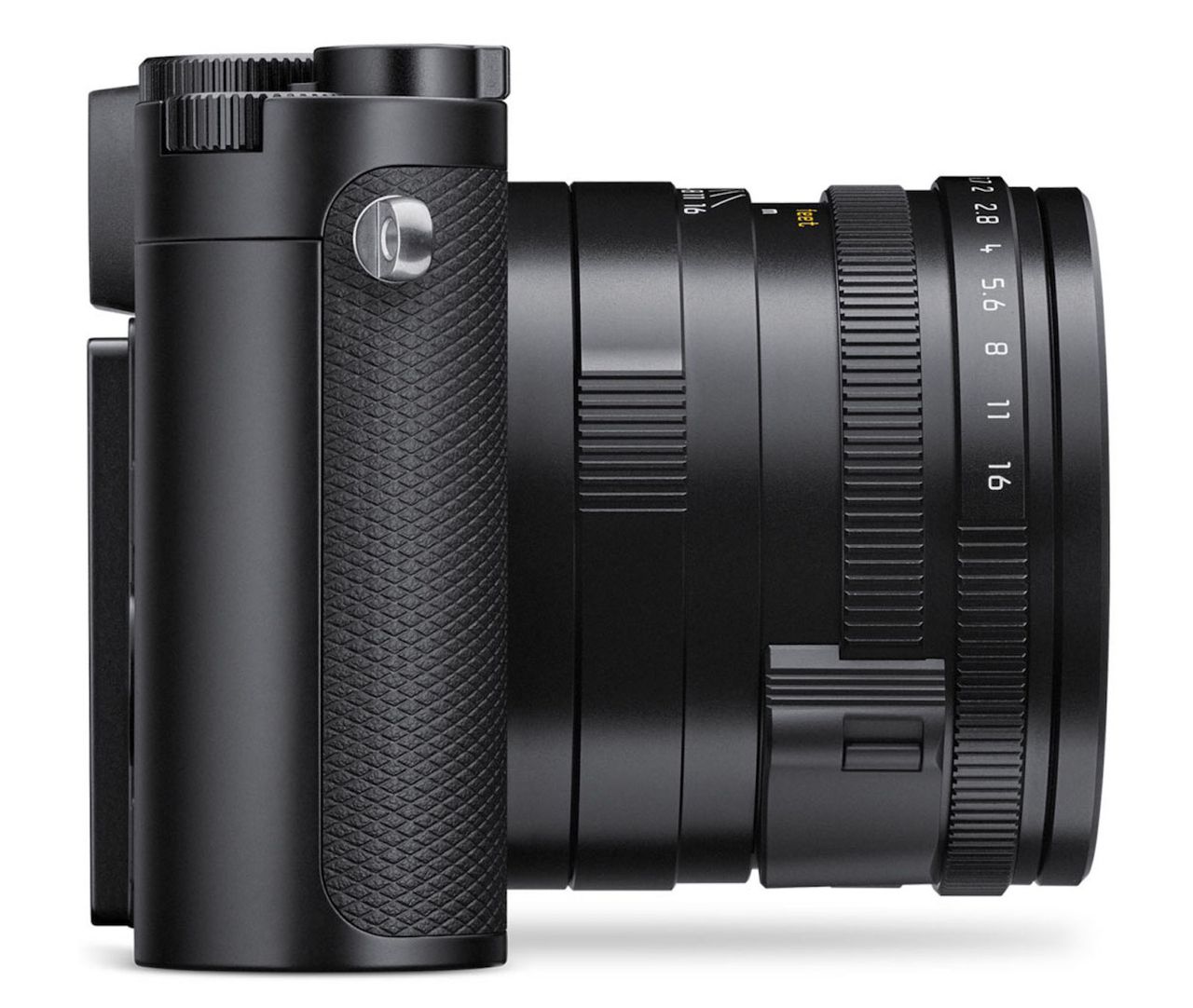 Side of Rumored Leica Q3 camera on white background