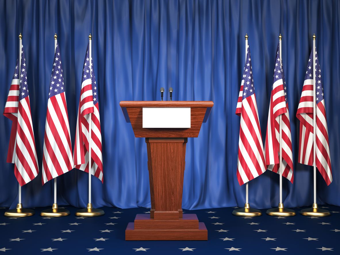 Debate stage.