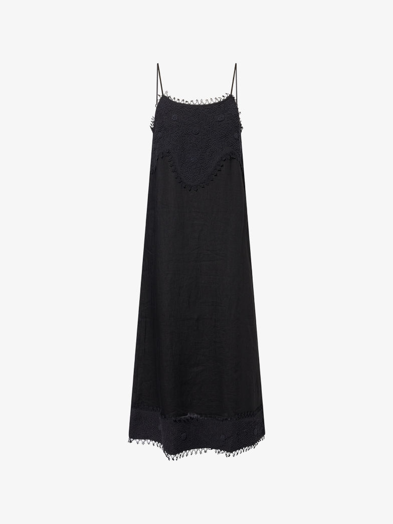 Emmy Embroidered Linen Midi Dress