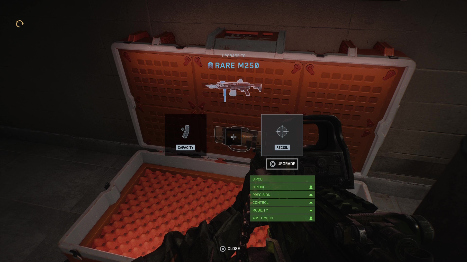 A player uses an upgrade kit for machine gun in Battlefield Redsec